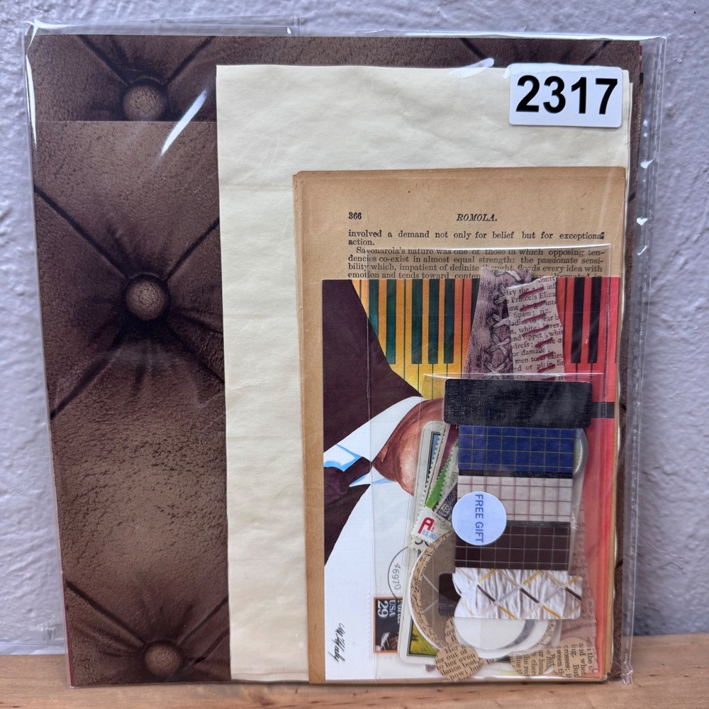 Dark Academia themed Junk journal Wallpaper, stamps, cards postcard 2317